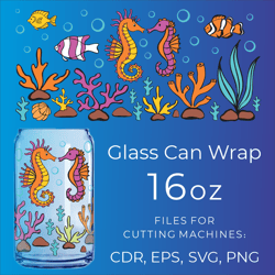 Seahorses| Libbey Can Glass Design SVG