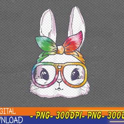 tie dye cute bunny rabbit face glasses girl happy easter day svg, eps, png, dxf, digital download