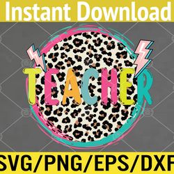 peace love funny leopard teacher | happy feighth grade squad back to school teacher svg, eps, png, dxf, digital download