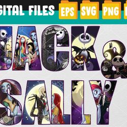 jack and sally svg, jack skellington svg, eps, png, dxf, digital download