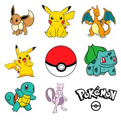 cute pokemon cartoon movie characters bundle svg png
