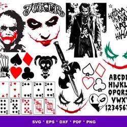 bundle joker svg bundle layered item, joker face clipart, cricut, digital vector cut files