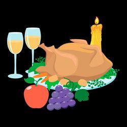 Cocked turkey SVG PNG, apple SVG, grape SVG, thankful SVG