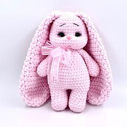 Soft plush bunny, Handmade stuffed toy, Knitted animal, Crochet rabbit for a child, Mother's day gift, Nursery decor