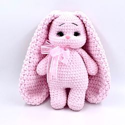 soft plush bunny, handmade stuffed toy, knitted animal, crochet rabbit for a child, mother's day gift, nursery decor