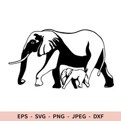 Elephant Svg Mama Elephant File for Cricut Baby Animal Silhouette Dxf