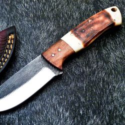 Fixed Blade Skinning Camping Knife  Carbon Fire Steel Knife, Camping and Hunting Use