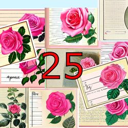 Scrapbooking card set, Pocket card - vintage roses, flowers, tag-5