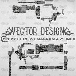 VECTOR DESIGN Colt Python 357 magnum 4,25 inch "Scrolls and snake scales"