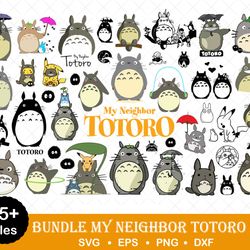 totoro bundle, layered svg, cut files, cartoon clipart files, instant download