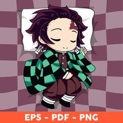 tanjiro chibi sleeping svg, tanjiro, chibi svg, kamado tanjiro svg, anime svg, manga svg, tanjiro cute - download file