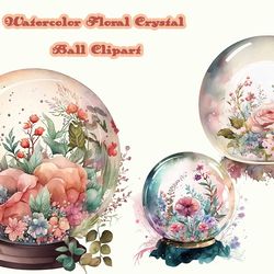 watercolor floral crystal ball clipart
