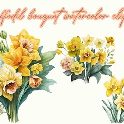Daffodil Bouquet Watercolor Clipart