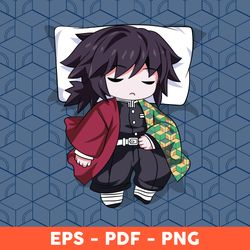 tomioka chibi sleepeing svg, tomioka svg, tomioka chibi svg, demon slayer svg, anime silhouette, anime svg - download