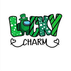 lucky charm green among us wearing hat couple heart svg png