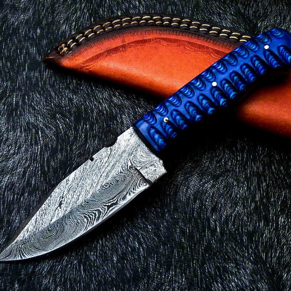 Full Tang Skinning Hunting Knife, Hand Made Damascus Steel w - Inspire  Uplift