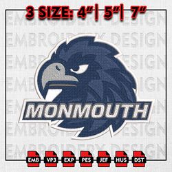 Monmouth Hawks Embroidery files, NCAA D1 teams Embroidery Designs, Monmouth Hawks Machine Embroidery Pattern