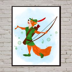 Robin Hood Disney Art Print Digital Files decor nursery room watercolor