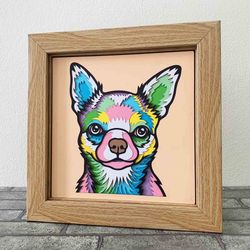 dog 3d layered svg for cardstock/ colorful chihuahua multilayer svg/ dog mandala pop art/ 3d dog papercraft svg