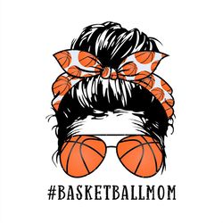 headband messy bun mom png, basket ball mom png sublimation designs