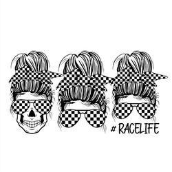 messy bun woman head svg, messy bun race life svg png