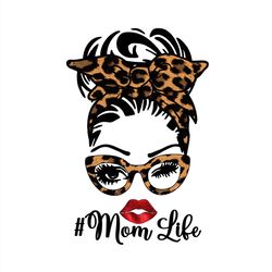 leopard pattern headband winking eye messy bun png sublimation designs