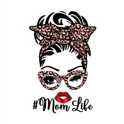 red lip winking eye messy bun mom life png sublimation designs