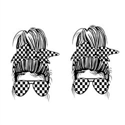 messy bun racing woman svg, racing messy bun svg png