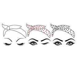 polka dots bandana woman face svg, winking eye woman svg png