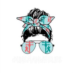 lineman headband sunglasses messy bun woman png sublimation designs