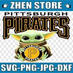 baby yoda with pittsburgh pirates baseball png,  baby yoda mlb png, mlb png, sublimation ready, png files for sublimatio