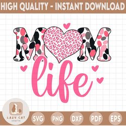 Mom Life Leopard PNG, File For Print, File For Sublimation, Leopard Heart, Digital download