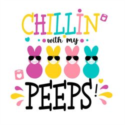 chillin with my peeps cute bunny face mask svg png