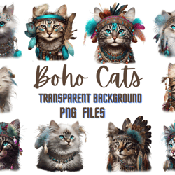boho cats png clipart,boho cats digital download