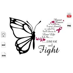 breast cancer is a journey, butterfly, butterfly svg, breast cancer svg, cancer awareness, cancer svg, cancer ribbon svg