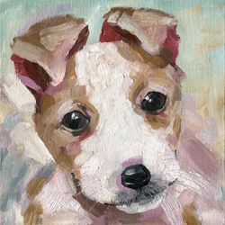Jack Russell Terrier, dog oil painting.