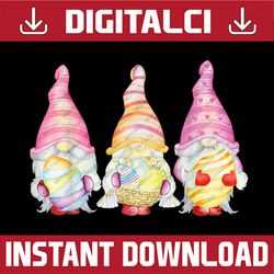 watercolor gnomes holding easter eggs easter day png, happy easter day sublimation design
