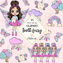 Cute tooth fairy clipart, doll clipart, tooth fairy clipart, fairy planner sticker, girl illustration, doll illustration