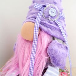 Lavender plush gnome home decor