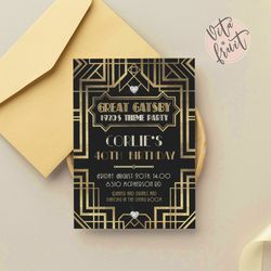 Great Gatsby Invitation, Great Gatsby Party, Great Gatsby Birthday Party, Great Gatsby Invite Card, Great Gatsby Evite,