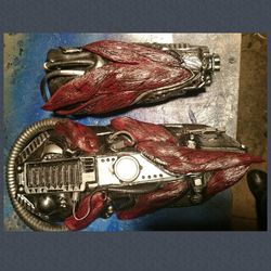warhammer 40000 cosplay bracers biomechanics-style. biomechanical distortions