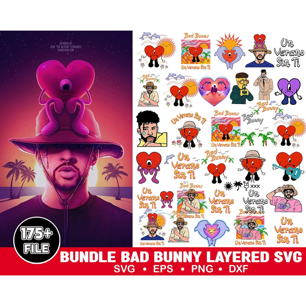 175 Bad Bunny SVG, Yo Perreo Sola, Instant Download, PNG, Cut File, Cricut, Silhouette, Bundle, EPS, Dxf, Pdf, El Conejo Malo.jpg