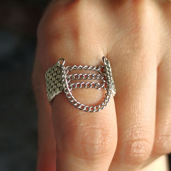 Beaded Chain Pattern PDF tutorial bead Chain ring Weave bead pattern with Chain | Inspire Uplift