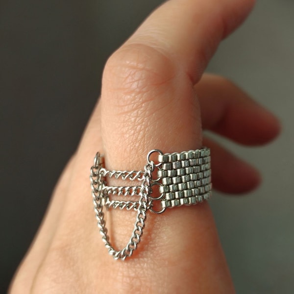 PDF tutorial bead Chain ring Weave bead pattern with Chain | Inspire Uplift