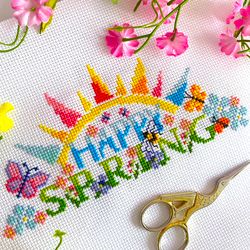 HAPPY SPRING cross stitch pattern PDF by CrossStitchingForFun Instant download, WELCOME SPRING cross stitch pattern PDF
