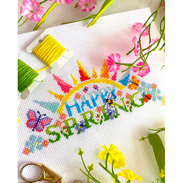 Cross Stitch Small Spring Pattern HAPPY SPRING cross stitch pattern PDF by CrossStitchingForFu | Inspire ...