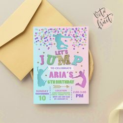 Jump Invitation, Trampolane Invitation, Jump Party Invitation, Jump Birthday Party, Jump Invite Card, Jump Evite