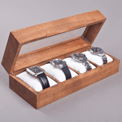 Wood watch box for men women Valentines day gift Handcrafted small box Craft show display case Engraved watch storage