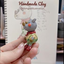 Handmade clay - Rhino figurine