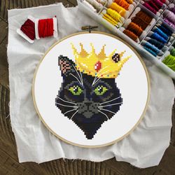 Black Cat Cross Stitch Pattern, Simple Cross Stitch, Cat Decor, Cat Lover Gift, Cat Embroidery, Funny Cat